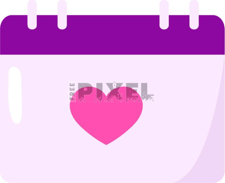 Free Icons - Heart Symbol Calendar Icon In Pink And Purple Color. |  FreePixel.com