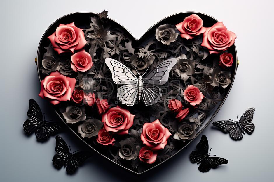 Hearts And Roses And Butterflies 5,255 Red Rose Butterfly Stock Photos