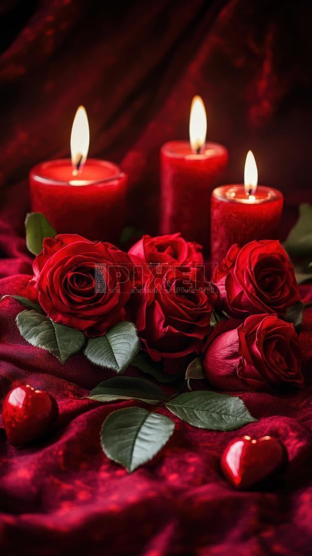 Romantic Red Rose Candles