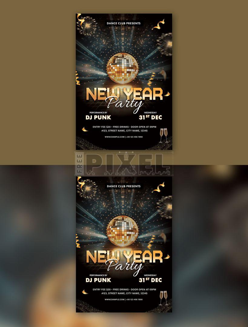 Free Templates - Editable AI Template | New Year Party Flyer With Event ...
