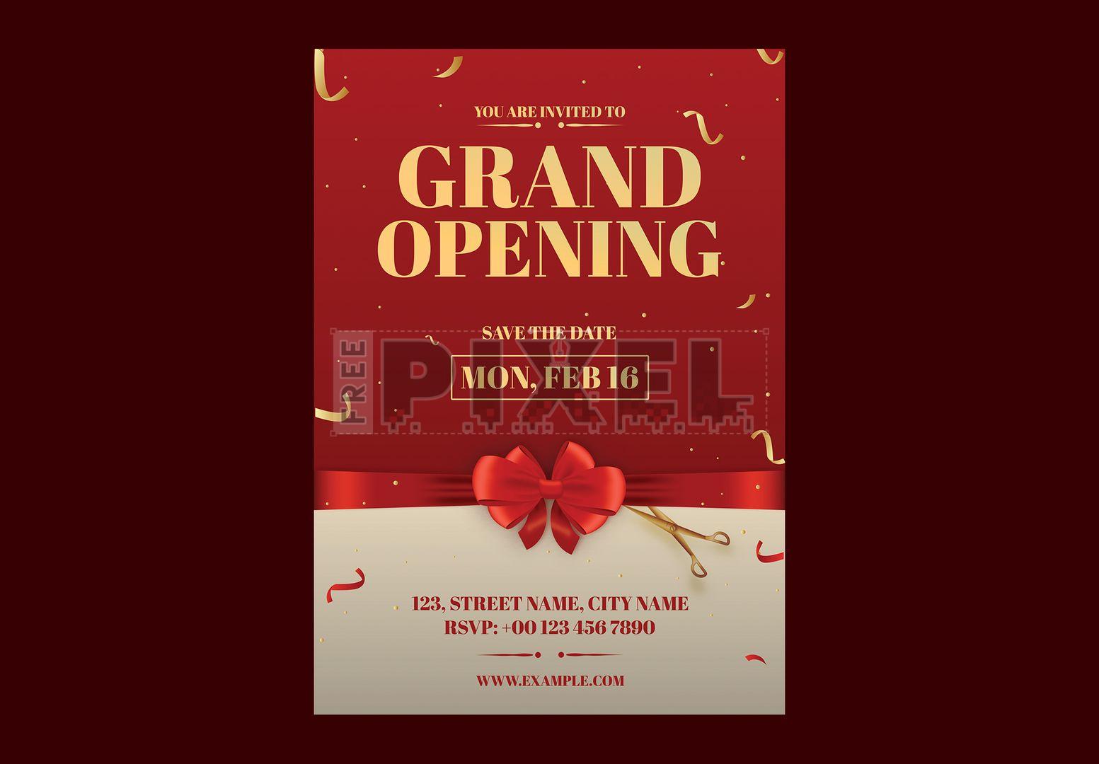 Free Templates - Editable PSD Template | Grand Opening, Ribbon Cutting ...