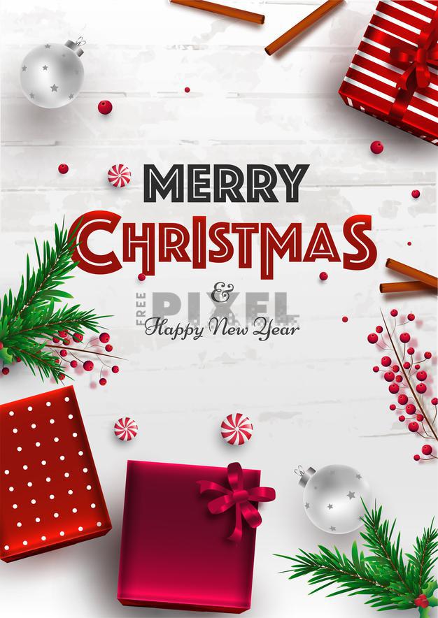 Merry Christmas And Happy New Year Card Background