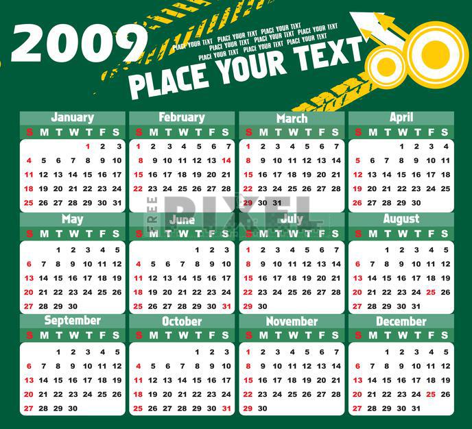 Free Vectors - Wallpaper, Year 2009 Calendar Design4 | FreePixel.com