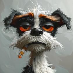 dog with cigarette What Can Smoking Do to My Dog? Vintage Animal Canvas Wall Art