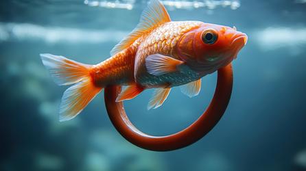 Similar Images Like A Goldfish Is Swimming In A Ring, With Its Body ...